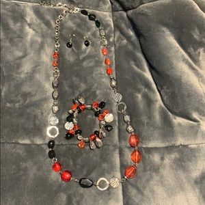 Necklace, bracelet, and earring set